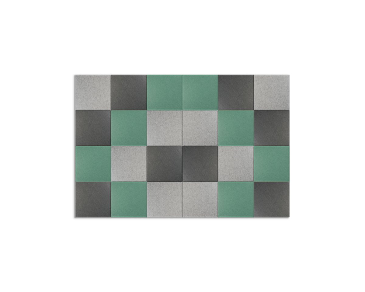 Akustikpaneler, Visual Wall Panels, Grå + Grøn Sæt, 24 stk. 30x30cm ...
