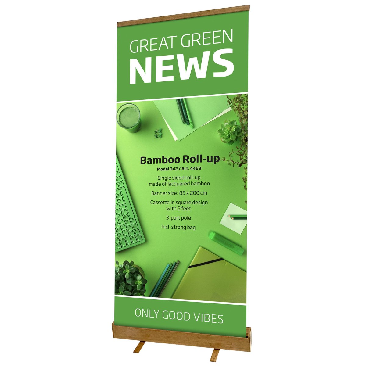 Roller Banner Bamboo Single-Sided Banner with Bag 85 x 200 cm Wood ...