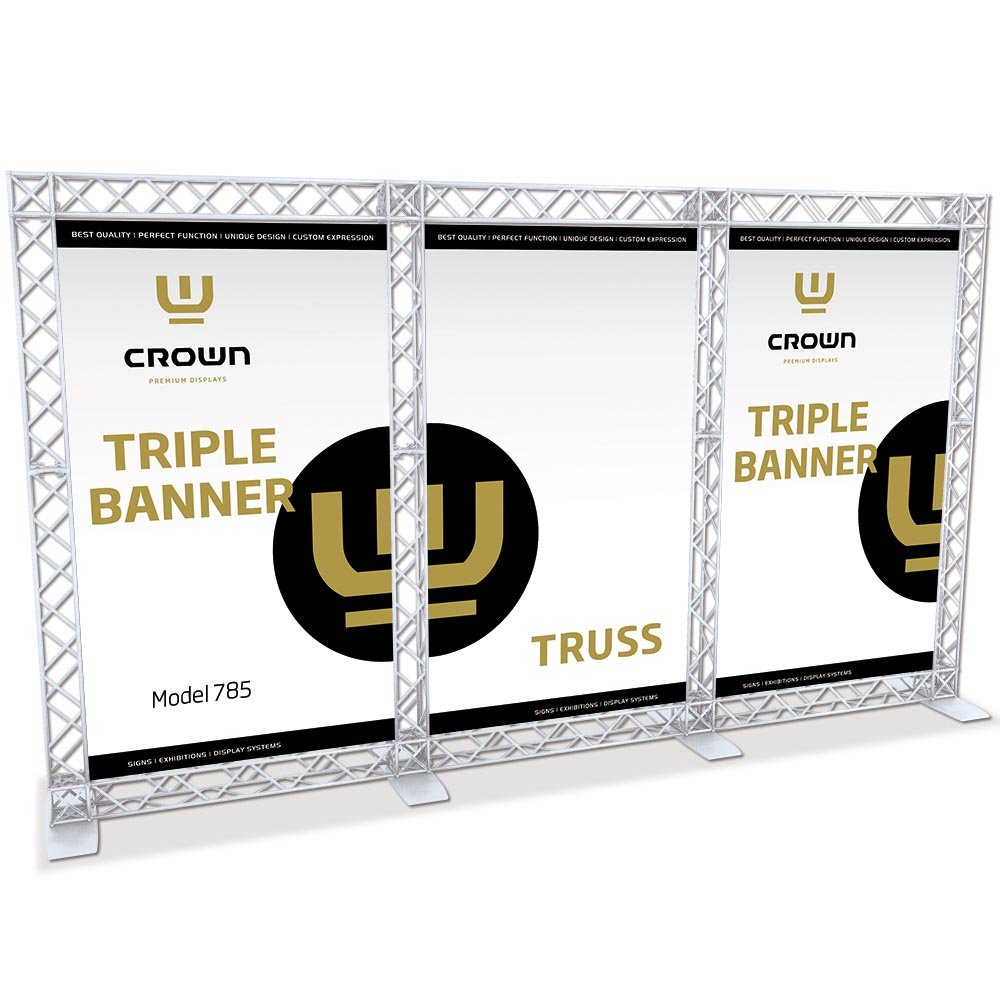 Crown Truss 10 Triple Banner wall, White | Displaylager.eu