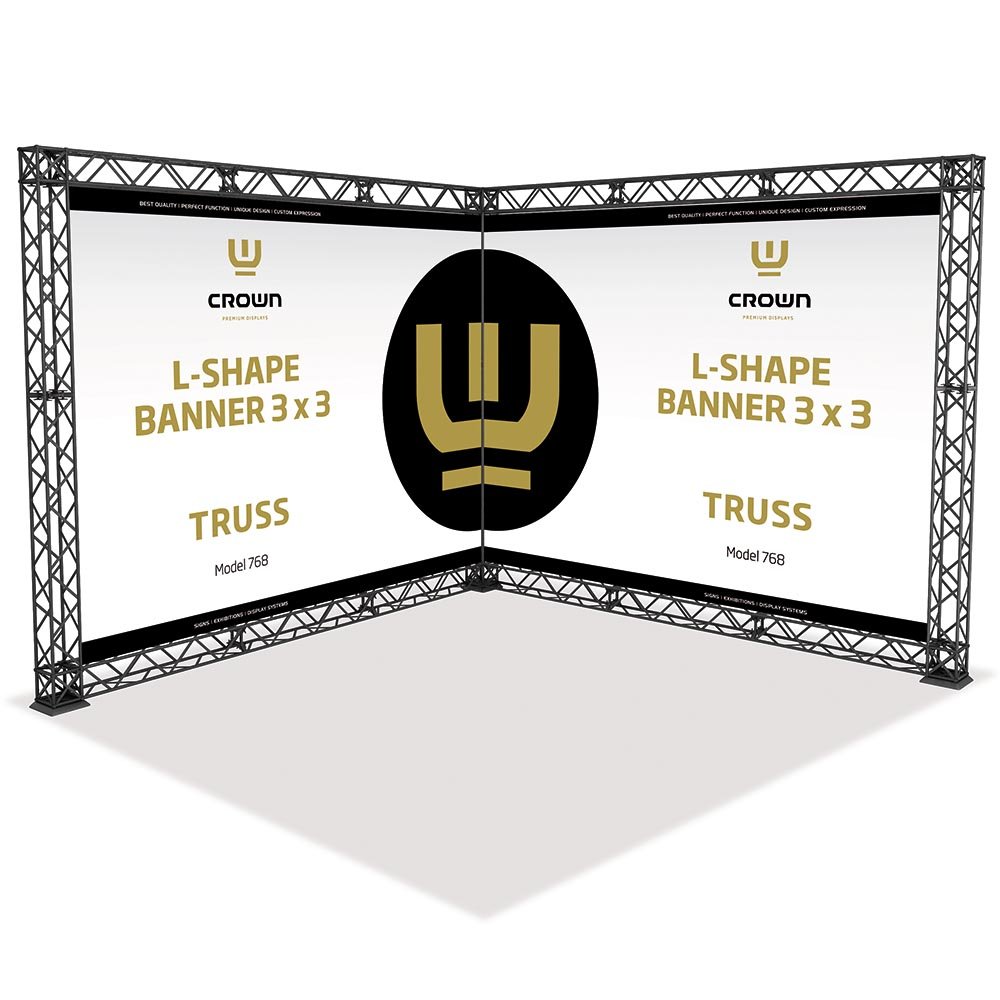 Crown Truss L-Shape 3 x 3 m, 10 x 10 cm, black | Danish Sign Export