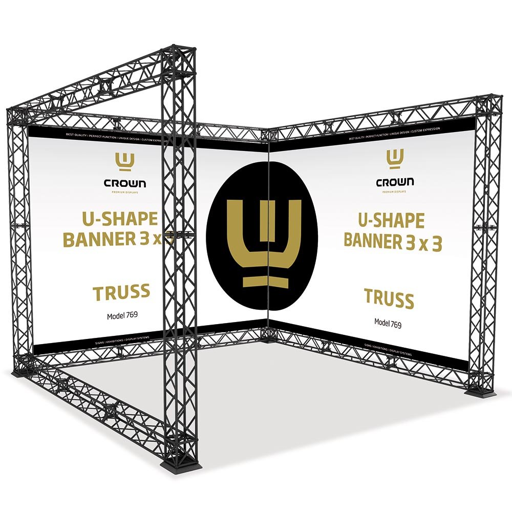 Crown Truss 10 U-shape Wall, 3 x 3 m, Black | Danish Sign Export