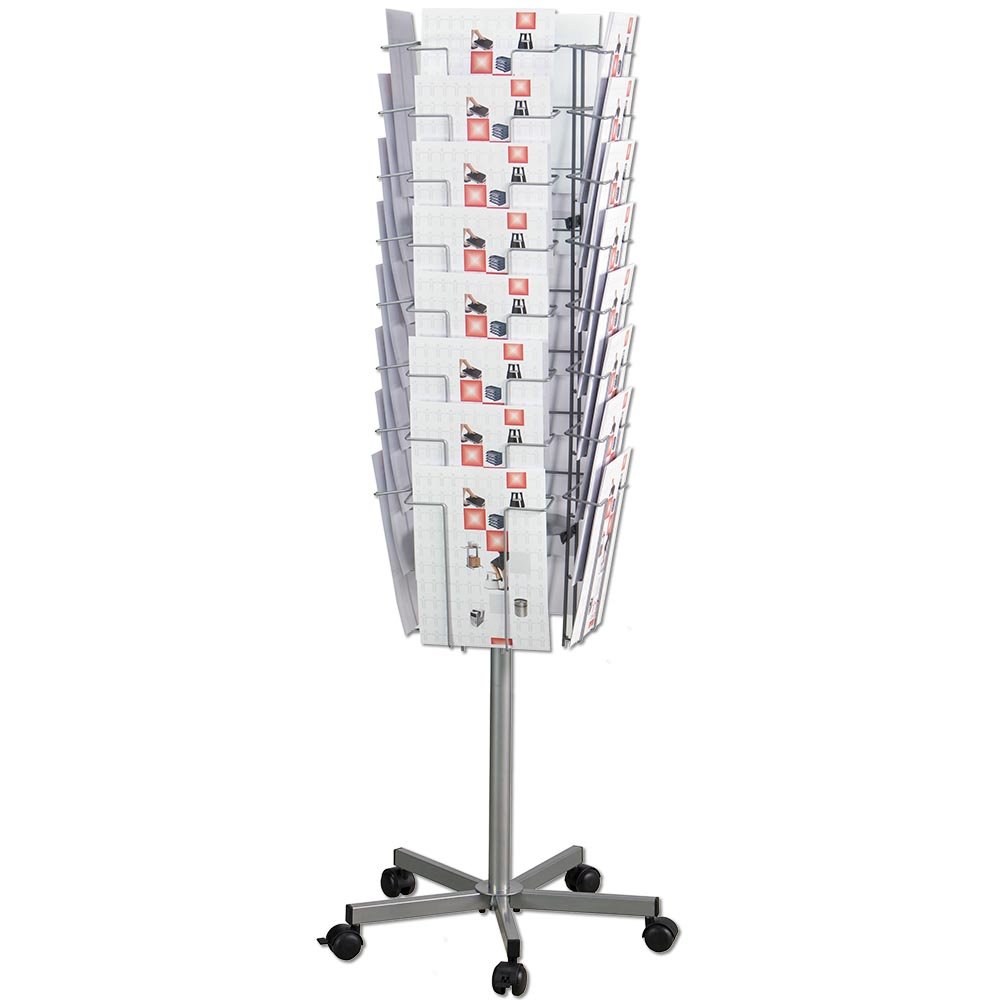 Spin Wire Brochure Stand with Wheels, Aluminium, 32 x A4 Holders ...
