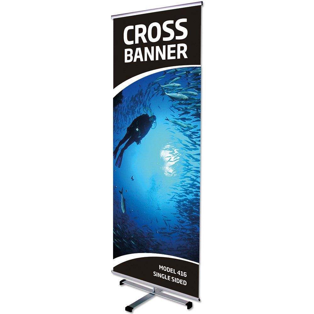 Cross Banner Display Aluminium ohne Banner und Druck, 80x200 cm, Silber ...