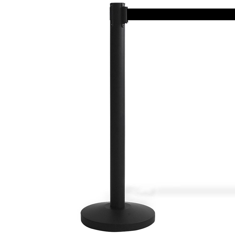 Bollard, 1 pc, metal, 3 m adhesive tape, Black post, black ribbon ...