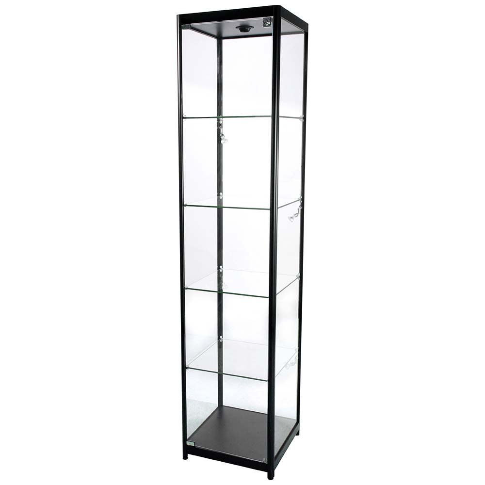 Showcase Tower Solo, black, with LED spots | Displaylager.eu