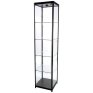 Vitrine glasskab - Showcase Tower Solo glasmontre med LED lys og l&aring;s - s&oslash;lv