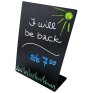 black acrylic signboard A4, slanted and freestanding for tables and counters